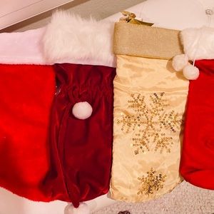 Lot of four Xmas stockings/wine bags